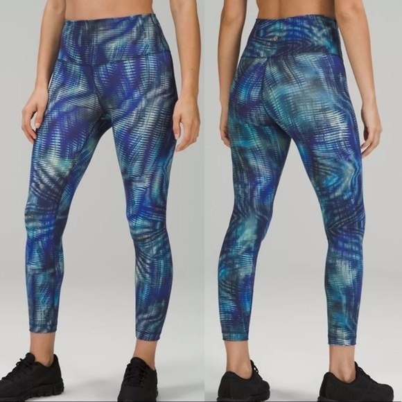 Lululemon Wunder Train 25” High Rise Leggings Blue Multicolor - Picture 1 of 7
